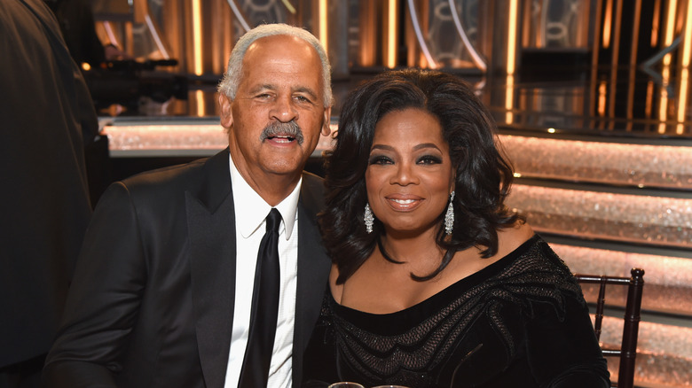 Oprah Winfrey and Stedman Graham in black formals