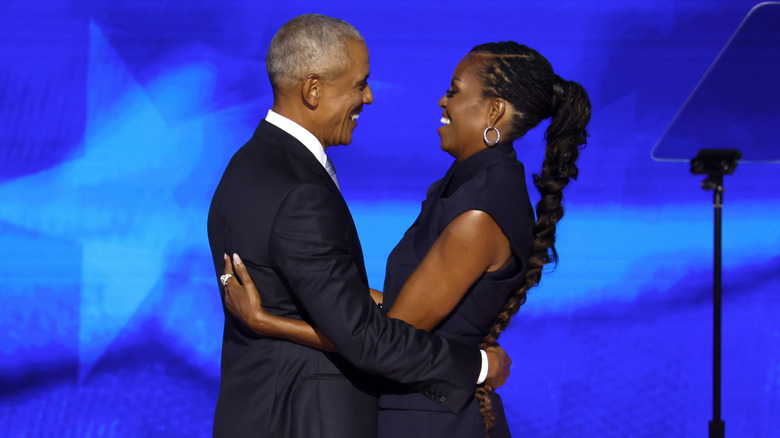 Barack and Michelle Obama hugging