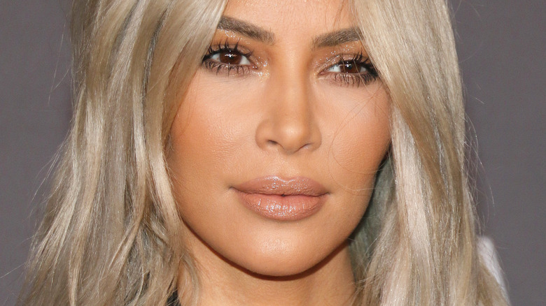 Close-up of blond Kim Kardashian 