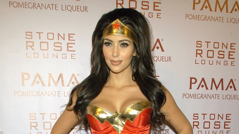 Kim Kardashian dressed as Wonder Woman