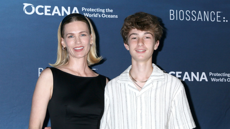 January Jones and her son Xander at a charity event