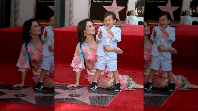 Lucy Liu and son Rockwell on the Hollywood Walk of Fame