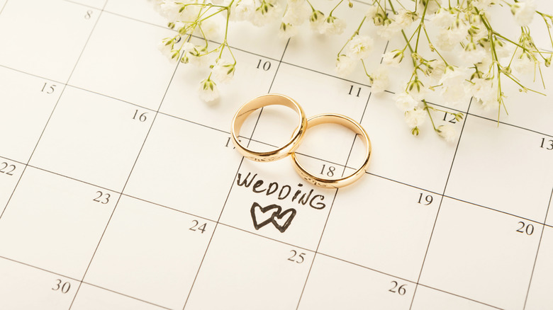 Calendar marks wedding date