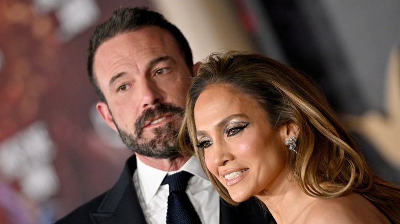 Ben Affleck and Jennifer Lopez walking the red carpet in 2024.