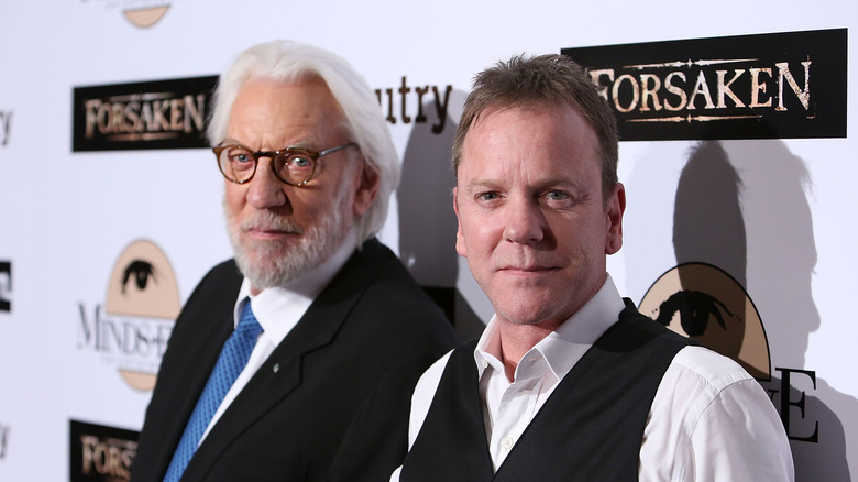 Kiefer Sutherland poses with father Donald Sutherland