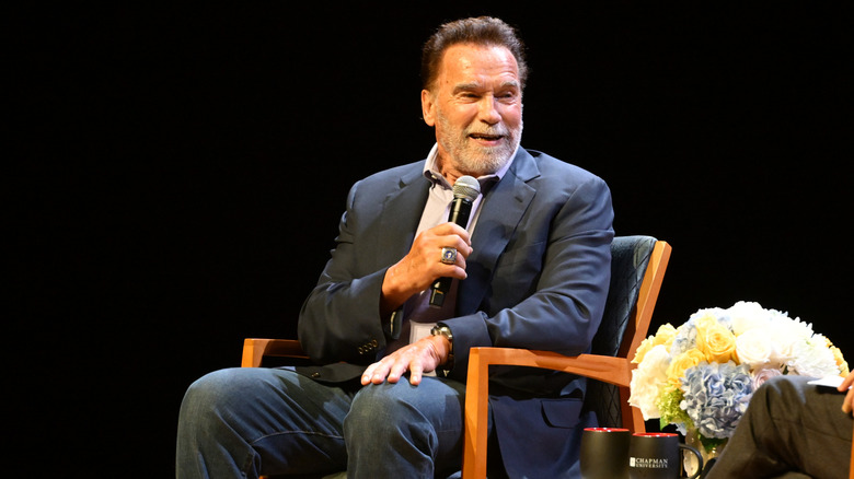 Arnold Schwarzenegger speaks at Chapman University as part of the Lisa Argyros Distinguished Lecture Series at Chapman University (2025)