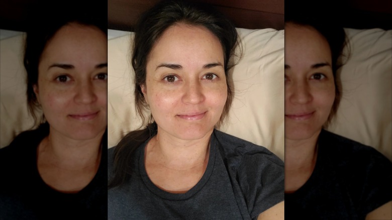 Danica McKellar taking a fresh-faced morning selfie