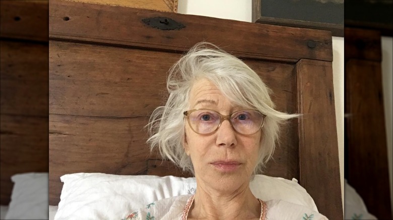 Helen Dame in a no-glam bedroom selfie