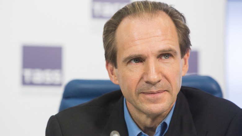 Ralph Fiennes attending a press conference in 2014