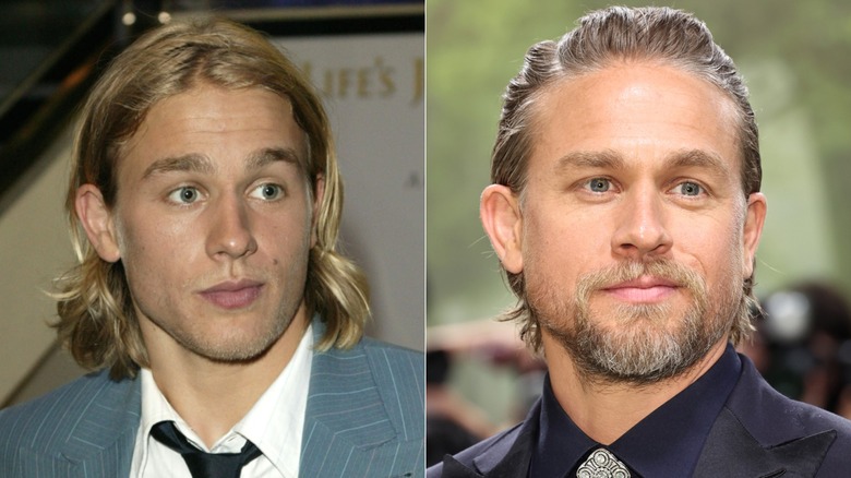 Charlie Hunnam with and without a beard