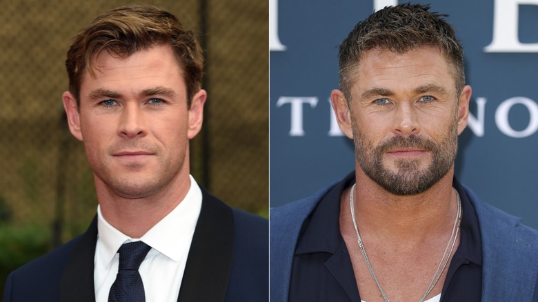Chris Hemsworth with and without a beard