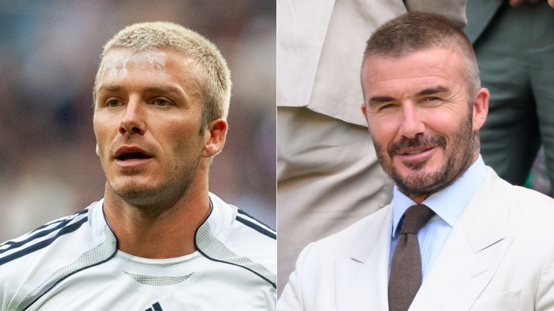 David Beckham with and without a beard