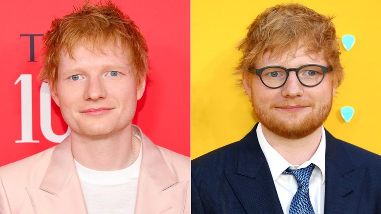 Ed Sheeran with and without a beard