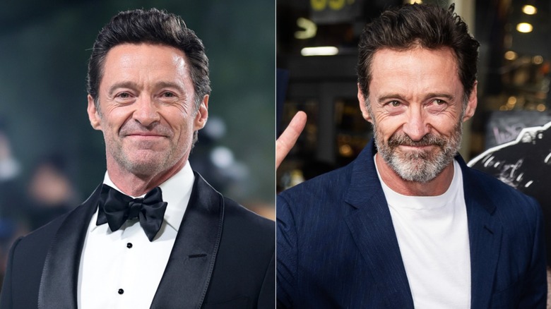 Hugh Jackman with and without a beard