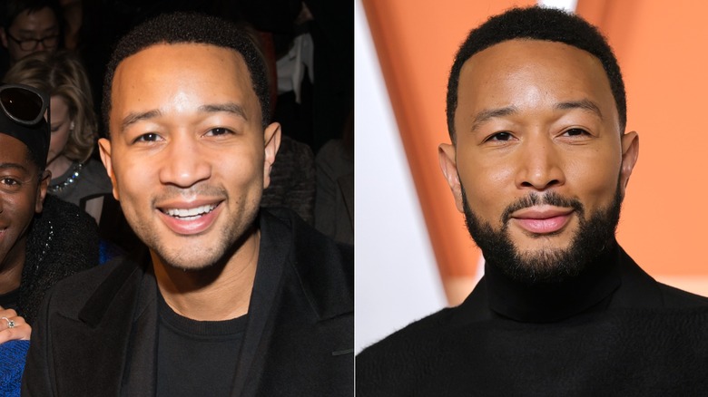 John Legend with and without a beard
