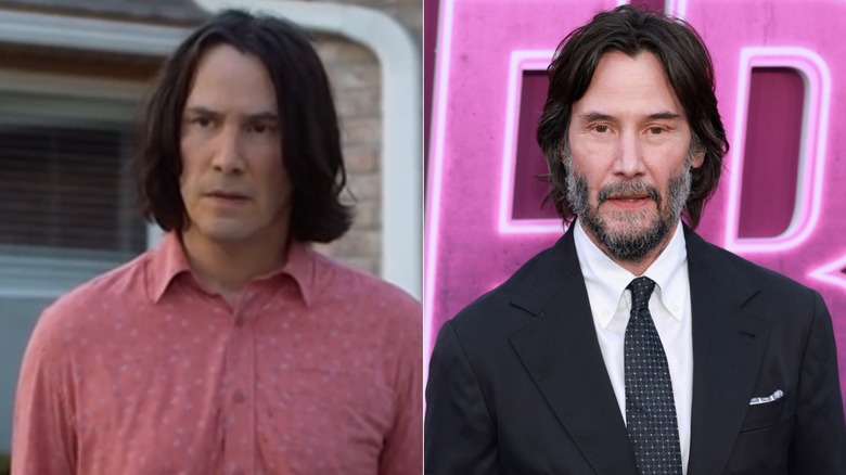 Keanu Reeves with and without a beard