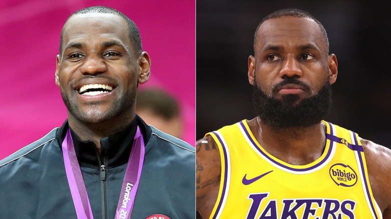 LeBron James with and without a beard
