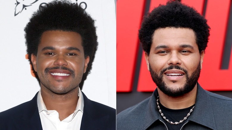 The Weeknd with and without a beard