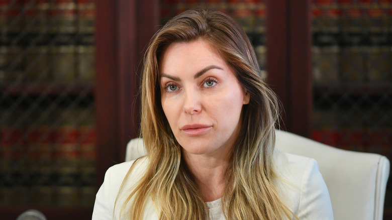 Closeup of Crystal Hefner during interview