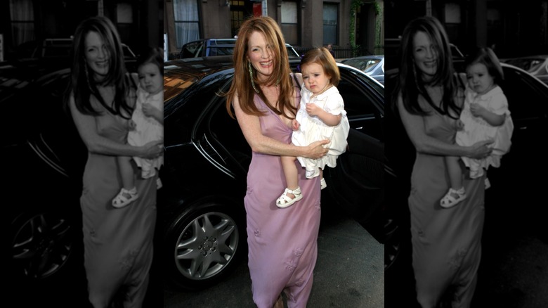 Julianne Moore in a purple dress for her wedding