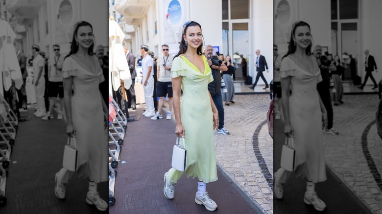 Irina Shayk posing at Cannes Film Festival in 2025