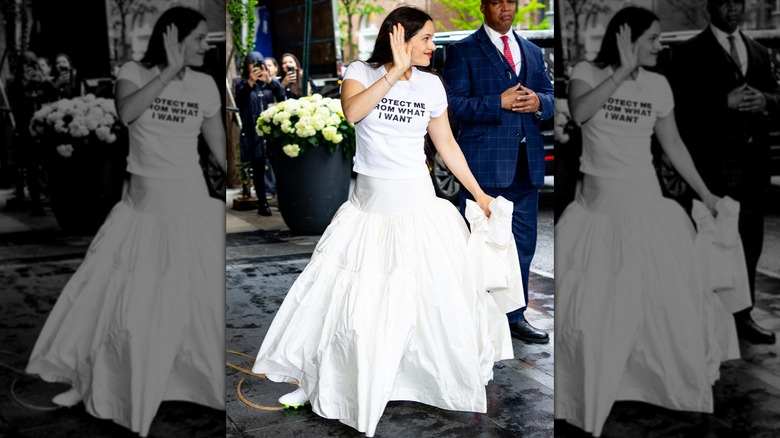 Rosalía wearing soccer cleats on the Upper East Side