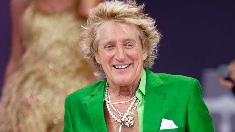 Rod Stewart in green suit