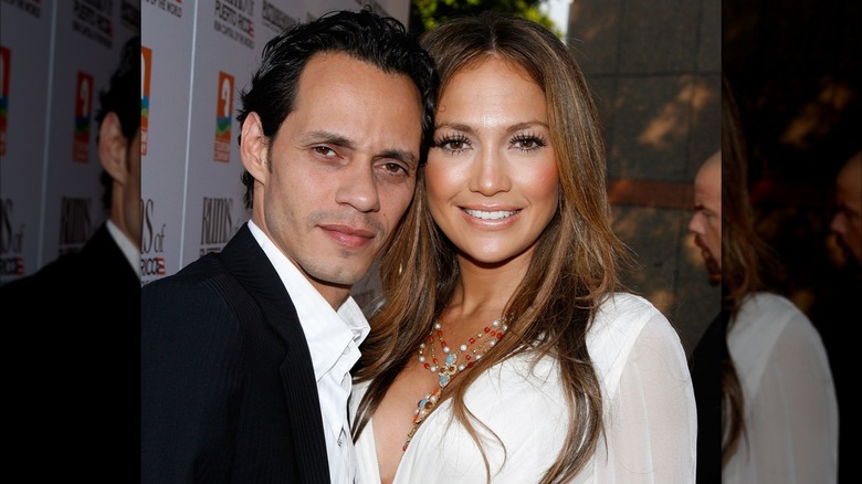 Jennifer Lopez and Marc Anthony attending a film premiere.