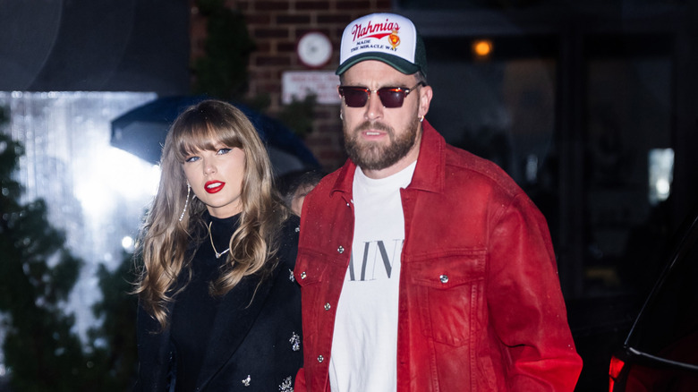 Taylor Swift and Travis Kelce are seen in the Meatpacking District on December 28, 2024 in New York City.