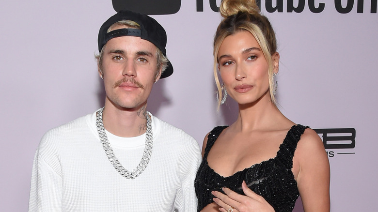 Justin Bieber and Hailey Bieber arrive for the Premiere Of YouTube Originals' "Justin Bieber: Seasons" on January 27, 2020 in Westwood, CA