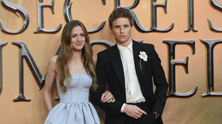 Eddie Redmayne and Hannah Bagshawe at the "Secrets of Dumbledore" premiere