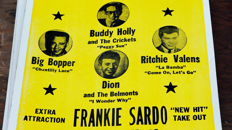 Poster of Buddy Holly, Ritchie Valens, and The Big Bopper's last gig