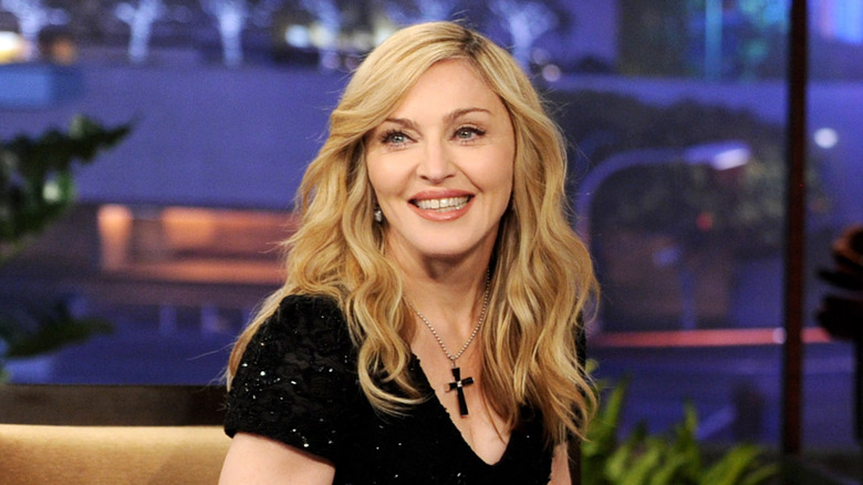 Madonna smiling during talk show guesting
