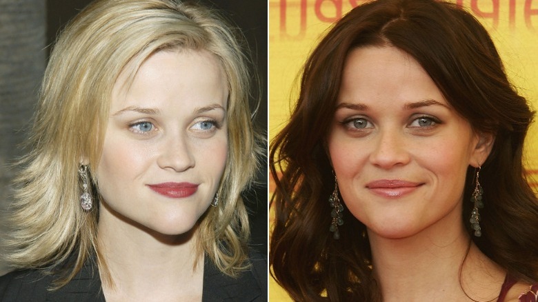 Reese Witherspoon as a blond and a brunette