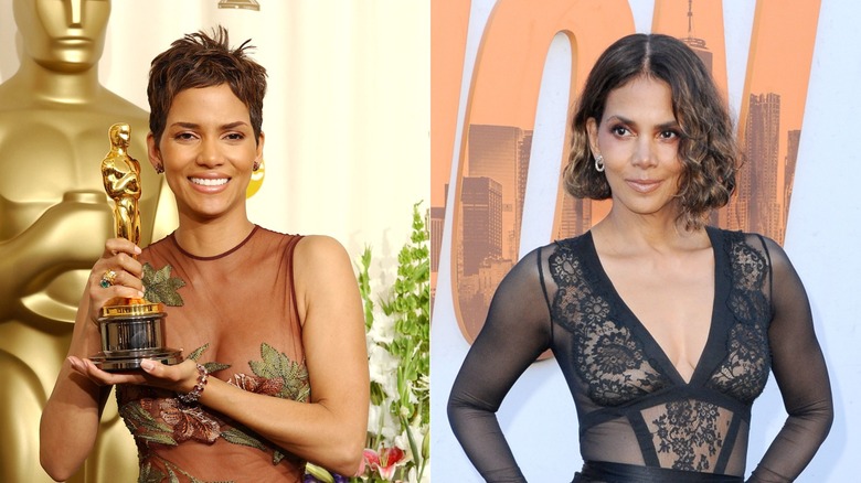 Split image of Halle Berry in 2002 and Halle Berry in 2024