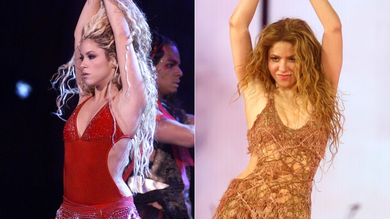 Split image of Shakira dancing in 2000 versus in 2025