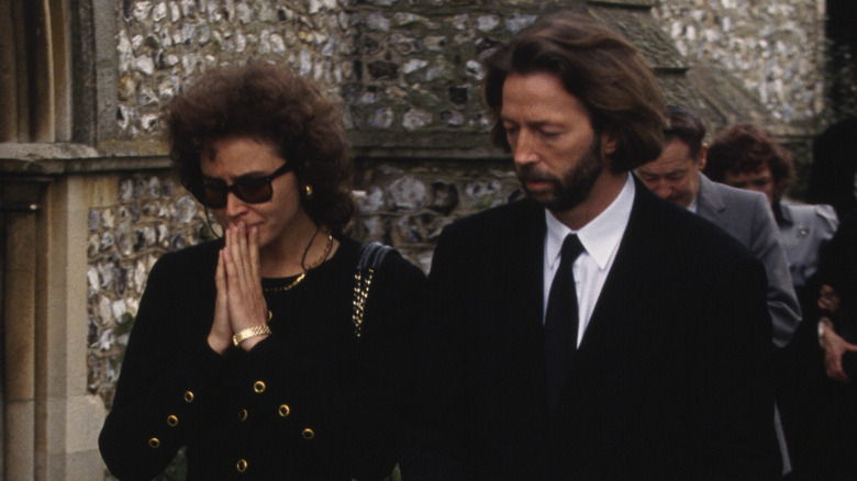 Eric Clapton and Lory Del Santo at their son Conor's funeral