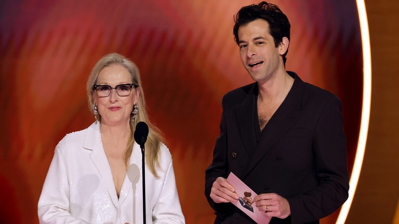 Meryl Streep and Mark Ronson presenting at the 2024 Grammy Awards.