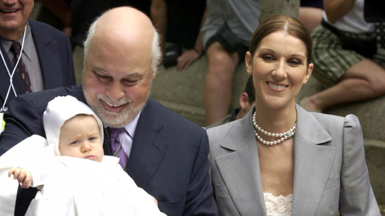 Celine and René Angélil, at René-Charles Angélil's baptism