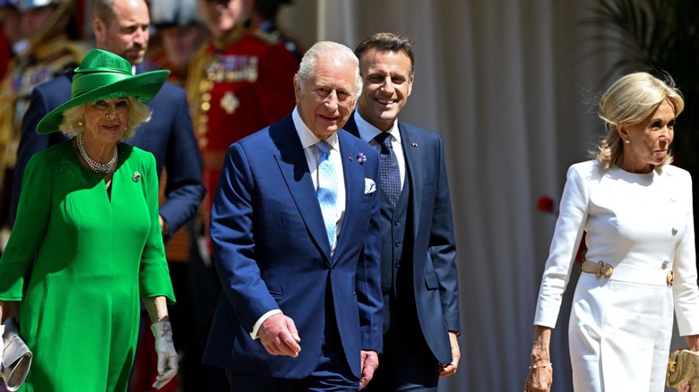 Queen Camilla, King Charles III, Emmanuel Macron, and Brigitte Macron attend a Welcome Ceremony at Windsor Castle (2025)