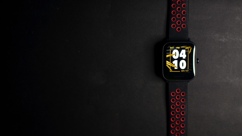 Amazfit Bip U Pro on a black background