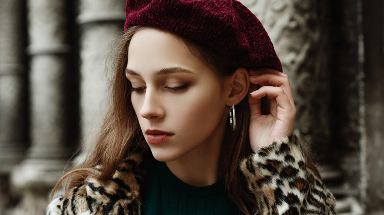 Woman in a leopard print coat