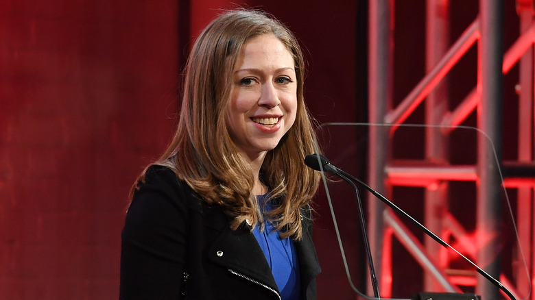 Chelsea Clinton speaking onstage