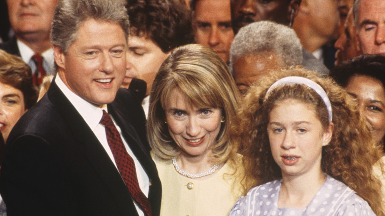 Bill, Hillary, and Chelsea Clinton attending the Democratic National Convention