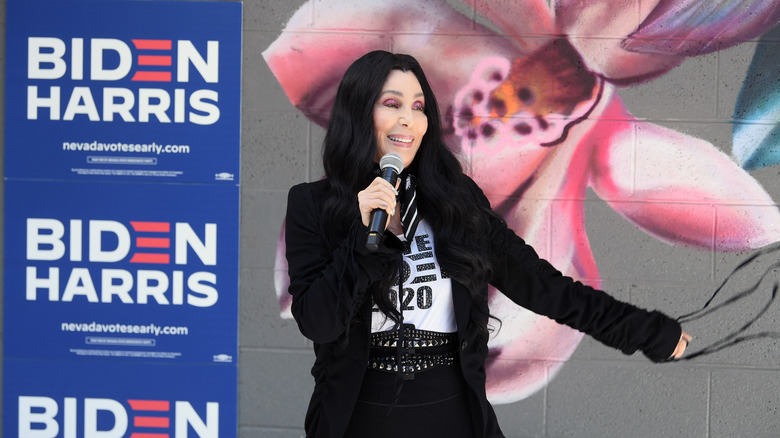 Cher campaigning in 2020 for Joe Biden