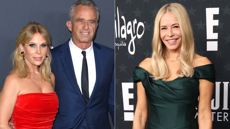 Cheryl Hines and Robert F. Kennedy Jr. arrives at the Premiere Of "Curb Your Enthusiasm" Season 12 on January 30, 2024 in Los Angeles, California (left); Chelsea Handler attends the 31st Annual Critics Choice Awards on January 04, 2026 in Santa Monica, California (right).