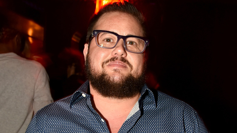 Chaz Bono attending a book launch party.