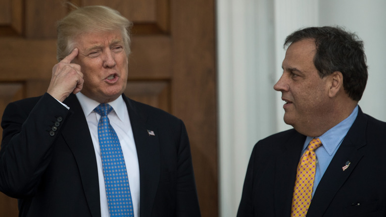 Chris Christie looking at Donald Trump