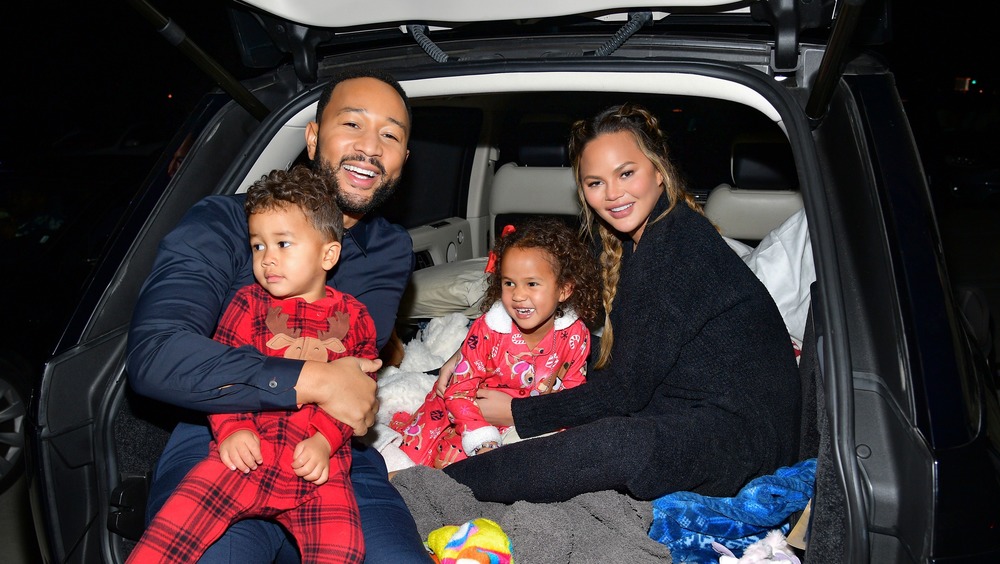 Chrissy Teigen family in car