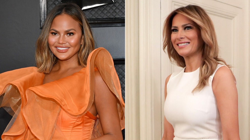 Chrissy Teigen and Melania Trump in dresses